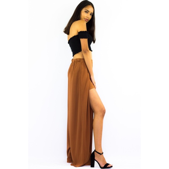 samunsboutique Pants - Trendy Dressy Wide Leg Tulip slit bottoms/pants